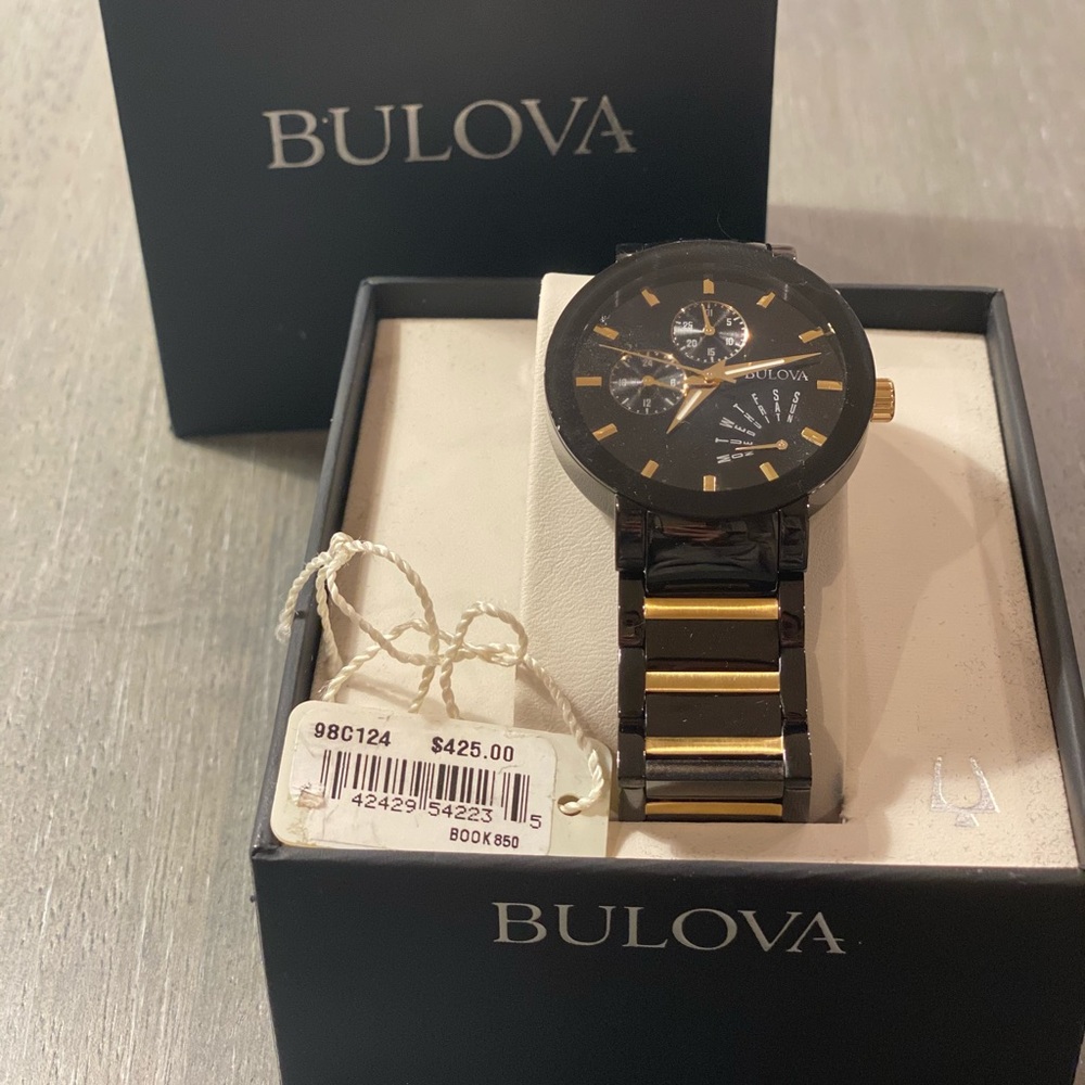 NWT Bulova Gold & Black Men’s Watch